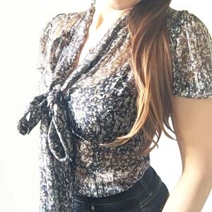 DOLCE & GABBANA Tie-Neck Bow Chiffon Blouse